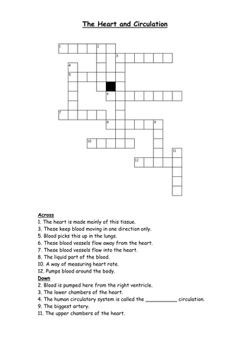 Heart and circulation crossword