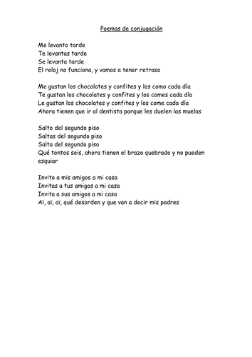 Poemas de conjugacion