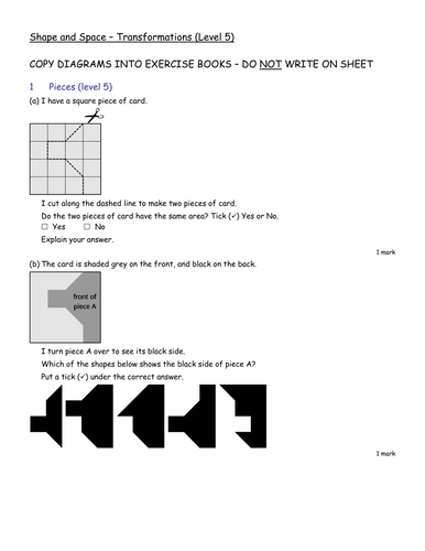 KS4 Worksheet – L 5 Transformations