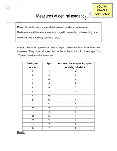 Central Tendency Research Methods