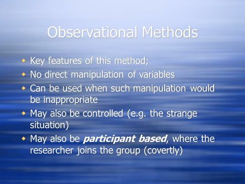 Observations of Research Methods
