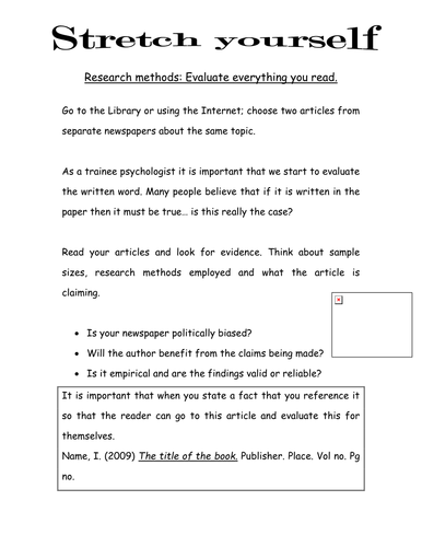 Research Methods Extension Task