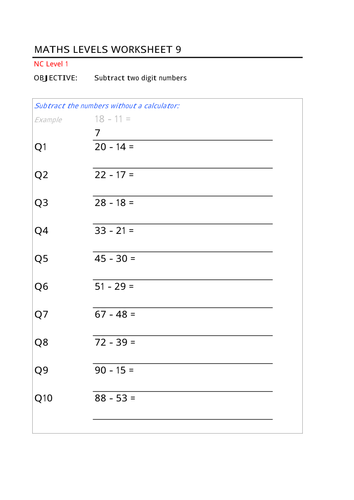 Subtracting Numbers | Teaching Resources