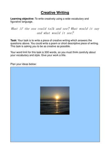 Desriptive writing task: the sea