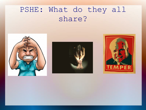 PSHE starter based on anger - odd one out