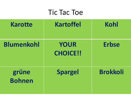 Vegetables German to English OX Game