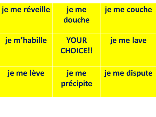 GCSE Daily routine reflexives OX game