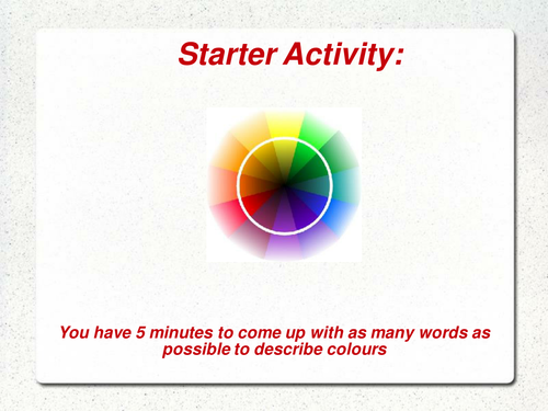 Creative writing starter task  - describing colour