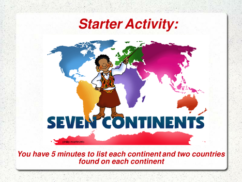 Guess the continent- starter activity