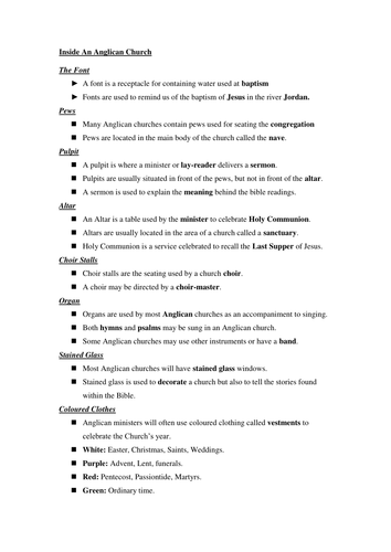 Inside an Anglican Church