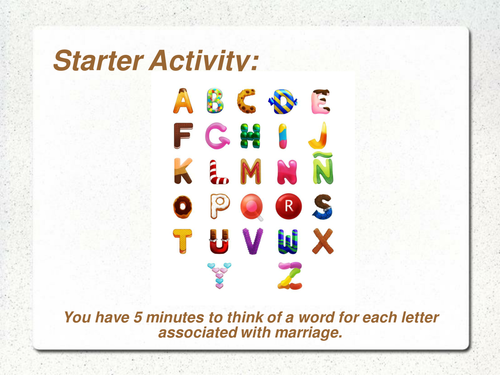 Words linked to marriage (creative starter task)