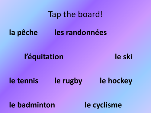 les sports tap the board game