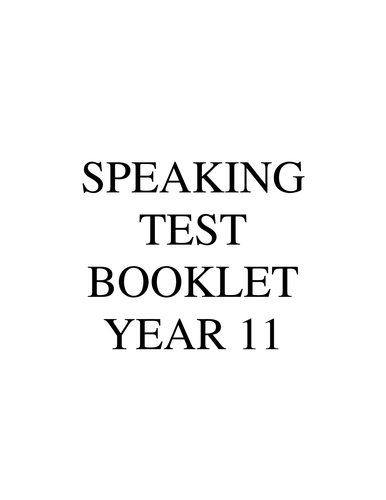 Speaking Test Booklet