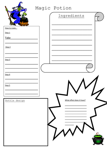 Magic potion worksheet