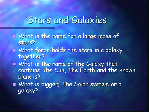 names of stars and galaxies powerpoint