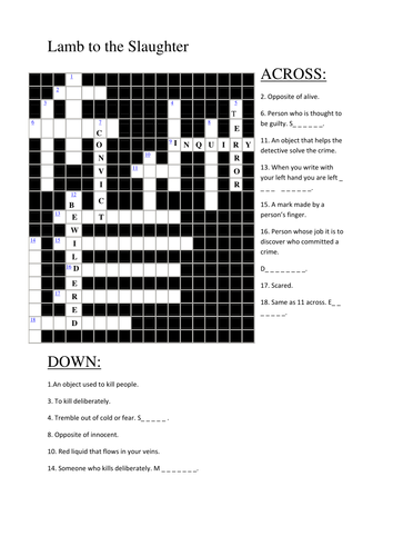 Lamb to the Slaughter crossword