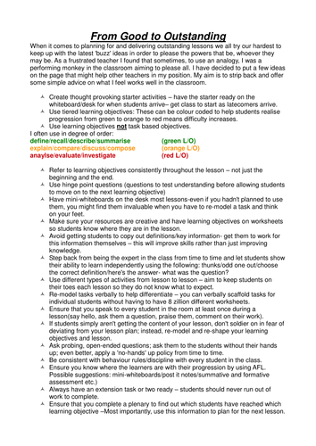 How to reach for the 'Outstanding' lesson