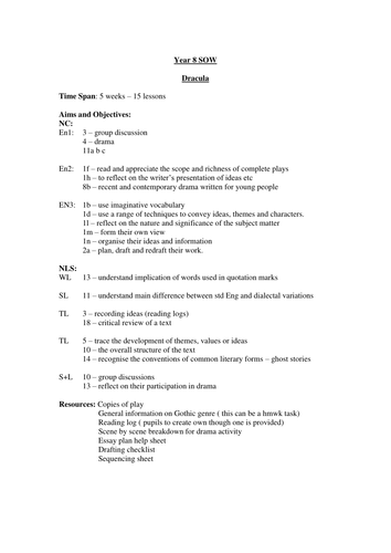 Dracula playscript SOW