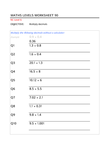 Multiplying Decimals