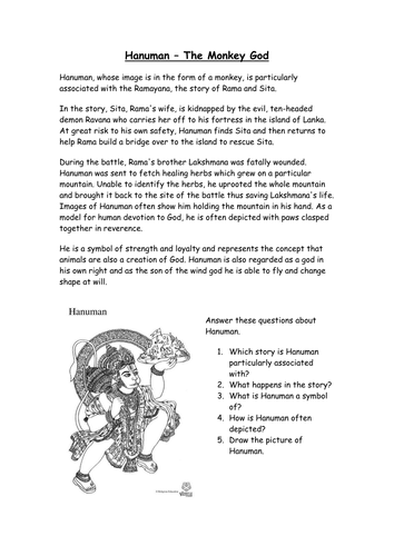 Hanuman worksheet