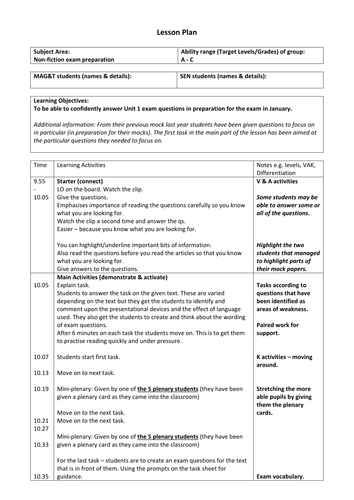 Non-fiction exam preparation lesson
