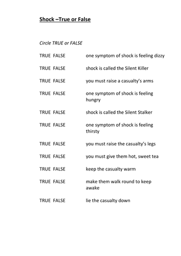 Shock true or false