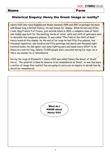 Henry VIII - Worksheet