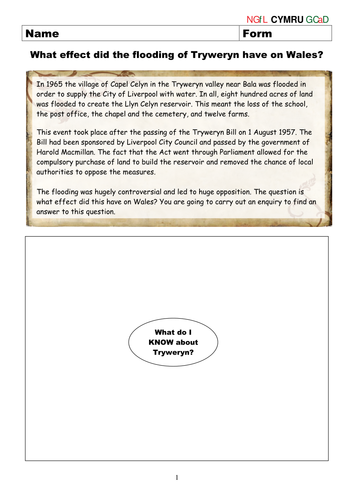 Tryweryn - Worksheet