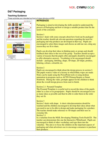 Packaging - Teaching Guidance