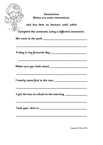 Mr Phonics Does Grammar - Connectives worksheet