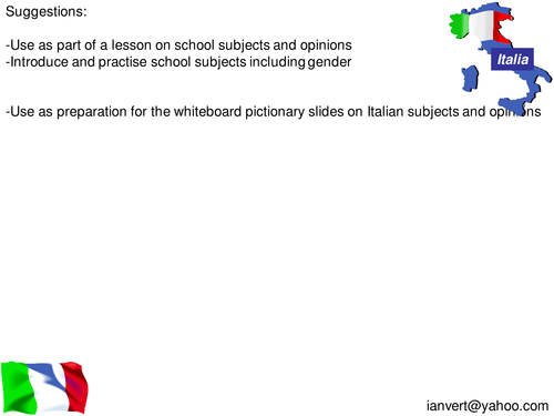 Italian school subjects and opinions