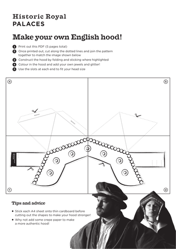 Template for a Tudor lady's English Gable Hood