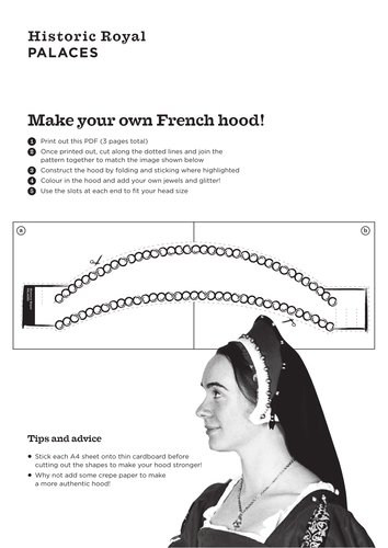Template for a Tudor lady's French Hood