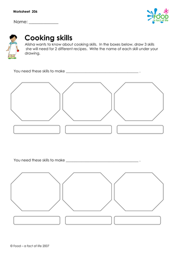 cooking skills worksheet by foodafactoflife teaching resources