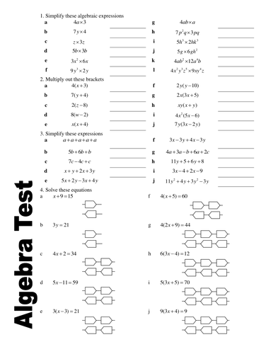 Expressions and equations test