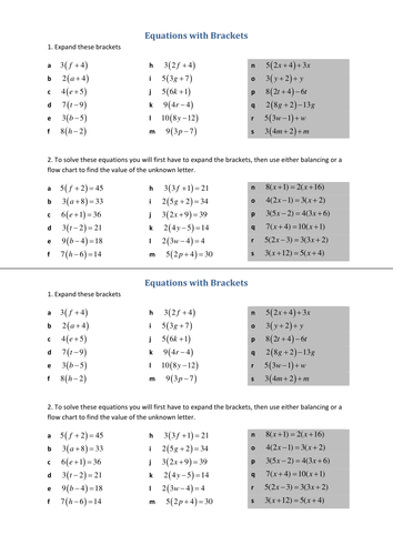 Equations with brackets drilling | Teaching Resources