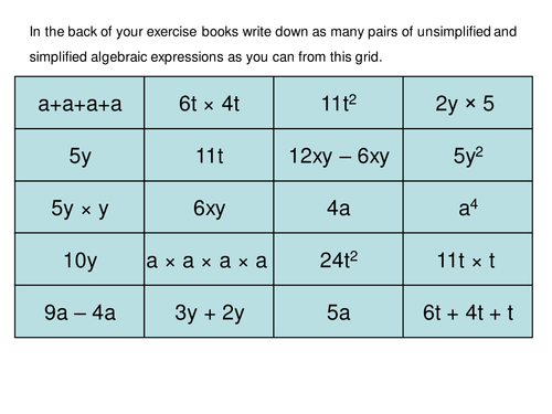 Maths KS3: Simplifying algebraic expressions