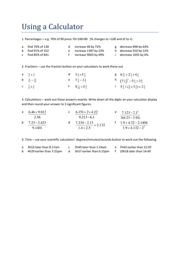 Using a Calculator. GCSE