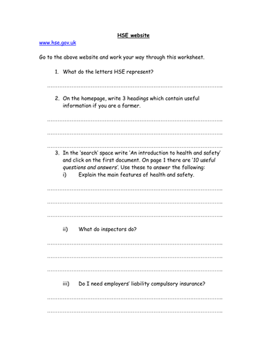 Safety, waste and tools - Worksheet