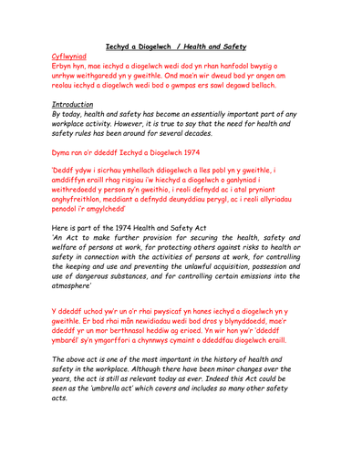 Diogelwch, gwastraff ac offer - HASAWA