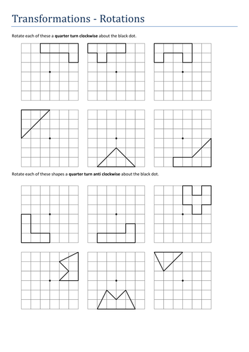 Transformations-rotations no axes. Worksheet