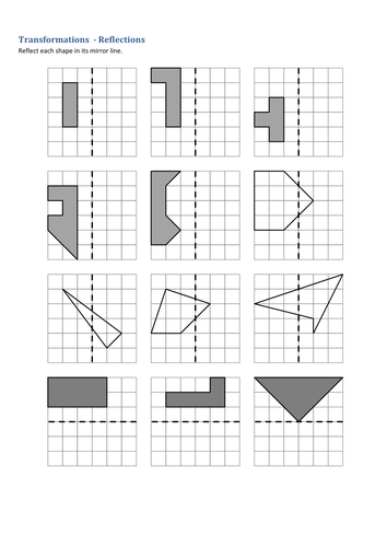 maths transformations reflections worksheet teaching resources