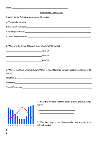 weather and climate end of unit assessment teaching