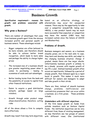 Unit BS3 : Business Decision Making - Growth