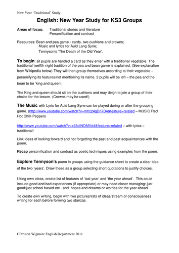 New year Lesson for the beginning of Term