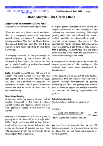 Unit BS3 : Business Decision Making Gearing Ratios