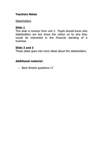 GCSE Applied Business : Unit 3 Financial Documents