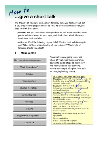 Key Skills in Travel - How to Give a Short Talk