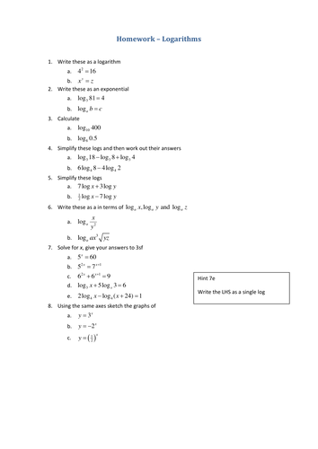 C2 HW Logarithms