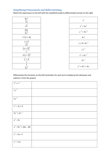 Maths C1 differentiating & simplifying polynomials